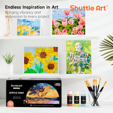 Load image into Gallery viewer, Shuttle Art Acrylic Paint, 50 Colors Acrylic Paint Set, 2oz/60ml Bottles, Rich Pigments, Water Proof, Premium for Artists, Beginners and Kids on Canvas Rocks Wood Ceramic Fabric
