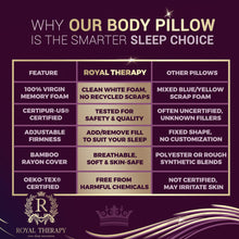 Load image into Gallery viewer, Royal Therapy Long Body Pillow – Full Body Pillow for Adults and Side Sleepers – Long Pillow for Bed with Cooling Memory Foam – Adjustable Firm Long Pillow for Back Pain, Hugging &amp; Sleep Support
