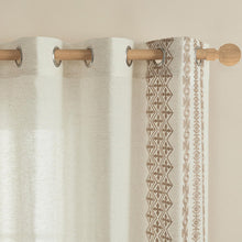 Load image into Gallery viewer, Boho Curtains 84 Inches Long 2 Panels set for Living Room Bedroom Grommet Natural Linen Semi Sheer Bohemian Curtains Rustic Embroidered Drapes Neutral Farmhouse Decor, 52x84 Inch Length, Taupe
