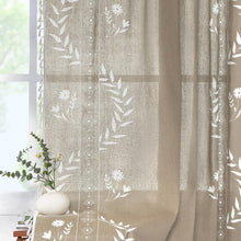 Load image into Gallery viewer, Schweek Tan Boho Curtains for Living Room 84 Inches Long 2 Panels Linen Floral Cute Curtains Semi Sheer Country Rustic Window Western Curtain

