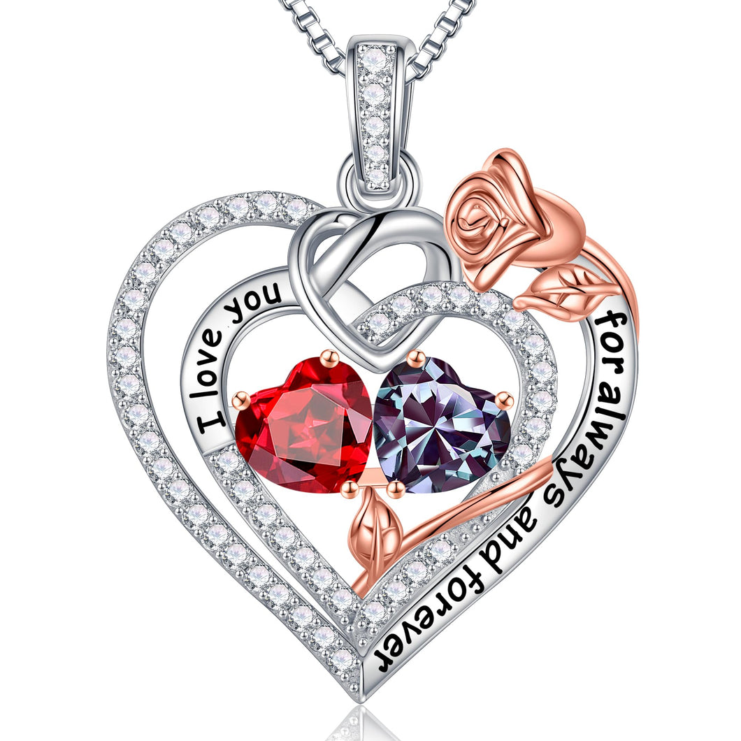 Iefil Birthday Gifts for Women - Wife Birthday Gifts, Girlfriend Birthday Gifts, Mom Birthday Gifts, January Birthday Gifts, June Birthday Gifts | Garnet Necklace, Alexandrite Necklace