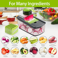 Load image into Gallery viewer, Cambom Mandoline Slicer Vegetable Slicer With 2 L Container for Potatoes, Tomatoes, Cucumbers, Carrots With 10 Blades White
