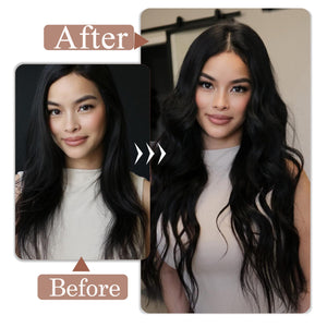 Black Clip in Hair Extension Real Human Hair 20 Inch Remy Hair Extensions Clip ins Real Human Hair for Women 80g/5pcs Straight Human Hair Extensions Double Weft