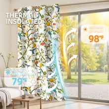 Load image into Gallery viewer, Floral Curtains 100% Blackout, Vintage Hummingbird Black Out Curtain 84 Inches Long, Patterned Thermal Insulated Window Drapes 2 Panels, Grommet Room Darkening Curtains for Living Room Bedroom, White
