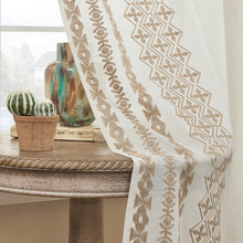 Load image into Gallery viewer, Boho Curtains 72 Inches Long 2 Panels Set for Living Room Bedroom Grommet Neutral Natural Linen Curtains Embroidered Semi Sheer Flax Fabric Drapes Country Farmhouse Decor, 52x72 Inch Length, Taupe
