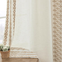 Load image into Gallery viewer, Boho Curtains 72 Inches Long 2 Panels Set for Living Room Bedroom Grommet Neutral Natural Linen Curtains Embroidered Semi Sheer Flax Fabric Drapes Country Farmhouse Decor, 52x72 Inch Length, Taupe
