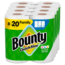Load image into Gallery viewer, Bounty Quick Size Paper Towels, White, 8 Family Rolls = 20 Regular Rolls

