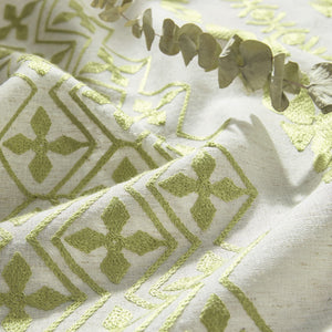 Bohemian Curtains 96 Inches Long 2 Panels set for Bedroom Living Room Grommet Embroidered Flax Linen Curtains Semi Sheer Drapes Farmhouse Decor Office Dining Room, 52x96 Inch Length, Sage Green