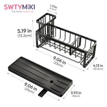 Load image into Gallery viewer, SWTYMIKI Sponge Holder for Kitchen Sink - Sink Caddy with Brush Holder Self-draining Sponge Caddy Organizer with Divider Stainless Steel Kitchen Accessories Storage for Countertop, Black
