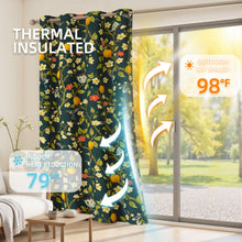 Load image into Gallery viewer, Floral Curtains 100% Blackout, Vintage Hummingbird Black Out Curtain 84 Inches Long, Thermal Insulated Window Drapes 2 Panels, Grommet Room Darkening Curtains for Living Room Bedroom, Dark Green
