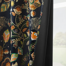 Load image into Gallery viewer, Navy Blue Vintage Floral Patterned Curtains 84 Inches Long 2 Panels for Bedroom Living Room 100% Blackout Mid Century Modern Curtains with Flower Botanical Printed Thermal Insulated Grommet Drapes
