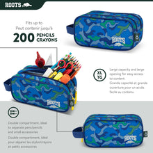 Load image into Gallery viewer, Roots Essential 3-in-1 Matching Water Resistant Kids Backpack and Lunch Bag Set with Bonus Pencil Case - Made from 100% Recycled Fabrics -22.5 litres, Blue Green Camo
