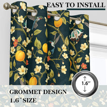 Load image into Gallery viewer, Floral Curtains 100% Blackout, Vintage Hummingbird Black Out Curtain 84 Inches Long, Thermal Insulated Window Drapes 2 Panels, Grommet Room Darkening Curtains for Living Room Bedroom, Dark Green
