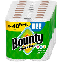 Load image into Gallery viewer, Bounty Paper Towels Quick Size, White, 16 Family Rolls = 40 Regular Rolls
