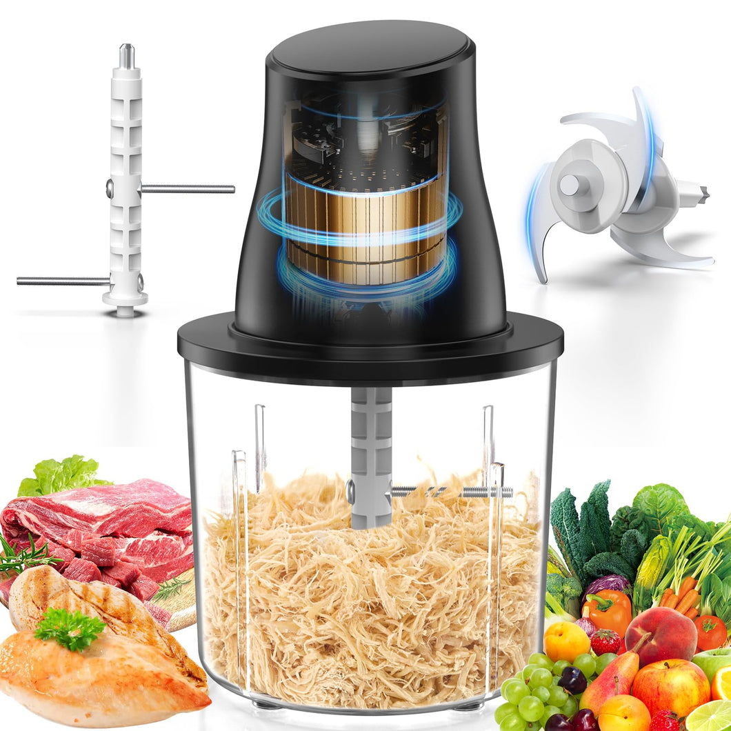 TURNRISE Electric Chicken Shredder Tool: 250W Multifunctional Press-to-Operate Meat Shredder Tool with Large Capacity - Meat Grinder for Chicken Breast, Meats, Fruits, Vegetables, Nuts (Black)