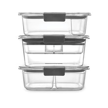 Load image into Gallery viewer, Rubbermaid Brilliance BPA-Free 3 Set Food Storage Containers with Lids, Removable Trays, Airtight, Leak-Proof, Ideal for Meal Prep, Lunch, and Leftovers
