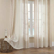 Load image into Gallery viewer, Boho Curtains 72 Inches Long 2 Panels Set for Living Room Bedroom Grommet Neutral Natural Linen Curtains Embroidered Semi Sheer Flax Fabric Drapes Country Farmhouse Decor, 52x72 Inch Length, Taupe
