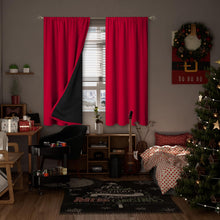 Load image into Gallery viewer, BGment Christmas Thermal Insulated 100% Blackout Curtains for Bedroom Decoration with Black Liner, Double Layer Full Room Darkening Noise Reducing Rod Pocket Curtain (52 x 63 Inch, Red, 2 Panels)
