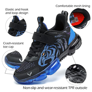 JMFCHI Boys Girls Kids' Sneakers Knitted Mesh Sports Shoes Breathable Lightweight Running Shoes for Kids Fashion Athletic Casual Shoes Blue 11 Little Kid Black/Energy Blue-8167