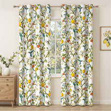 Load image into Gallery viewer, Floral Curtains 100% Blackout, Vintage Hummingbird Black Out Curtain 84 Inches Long, Patterned Thermal Insulated Window Drapes 2 Panels, Grommet Room Darkening Curtains for Living Room Bedroom, White
