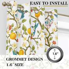 Load image into Gallery viewer, Floral Curtains 100% Blackout, Vintage Hummingbird Black Out Curtain 84 Inches Long, Patterned Thermal Insulated Window Drapes 2 Panels, Grommet Room Darkening Curtains for Living Room Bedroom, White
