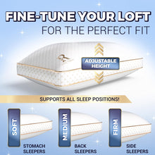 Load image into Gallery viewer, Royal Therapy Queen Memory Foam Pillows - Shredded Memory Foam Pillow for All Sleep Positions - Medium Firm Pillow with Adjustable Loft, Bamboo Rayon Cover, CertiPUR-US, Oeko-TEX Certified
