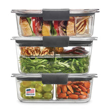 Load image into Gallery viewer, Rubbermaid Brilliance BPA-Free 3 Set Food Storage Containers with Lids, Removable Trays, Airtight, Leak-Proof, Ideal for Meal Prep, Lunch, and Leftovers

