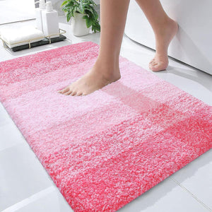 OLANLY Luxury Microfiber Bath Mat, Extra Soft and Absorbent Bathroom Mat, Non-Slip Plush Shaggy Bathroom Rug, Machine Wash Dry, Bath Rugs for Bathroom Floor, Tub and Shower, 16x24, Pink