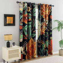 Load image into Gallery viewer, Tyrot Black Boho Floral 100% Blackout Curtains for Bedroom 84 inch Long 2 Panels Mid Century Botanical Black Out Curtains for Living Room Grommet Thermal Insulated Room Darkening Window Drapes,52Wx84L
