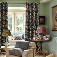 Load image into Gallery viewer, Navy Blue Vintage Floral Patterned Curtains 84 Inches Long 2 Panels for Bedroom Living Room 100% Blackout Mid Century Modern Curtains with Flower Botanical Printed Thermal Insulated Grommet Drapes
