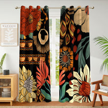 Load image into Gallery viewer, Tyrot 100% Blackout Black Boho Floral Curtains for Living Room 84 inch Long 2 Panels Farmhouse Mid Century Black Out Curtains for Bedroom Grommet Thermal Insulated Room Darkening Window Drapes,52Wx84L
