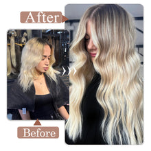 Load image into Gallery viewer, Clip in Hair Extensions Real Human Hair 100% Remy Human Hair Extensions Balayage Ash Brown to Blonde Ash Blonde Highlight Clip in Extensions for Women 16 Inch 5pcs/80g Double Weft Clip ins
