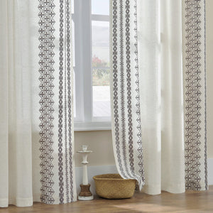 FOLKSIDE Linen Curtains 84 Inch Length 2 Panels Set for Living Room Bedroom Grommet Semi Sheer Bohemian Curtains Farmhouse Neutral Flax Rustic Window Treatment Privacy Decor, 52x84 Inches Long, Grey