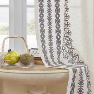 FOLKSIDE Linen Curtains 84 Inch Length 2 Panels Set for Living Room Bedroom Grommet Semi Sheer Bohemian Curtains Farmhouse Neutral Flax Rustic Window Treatment Privacy Decor, 52x84 Inches Long, Grey