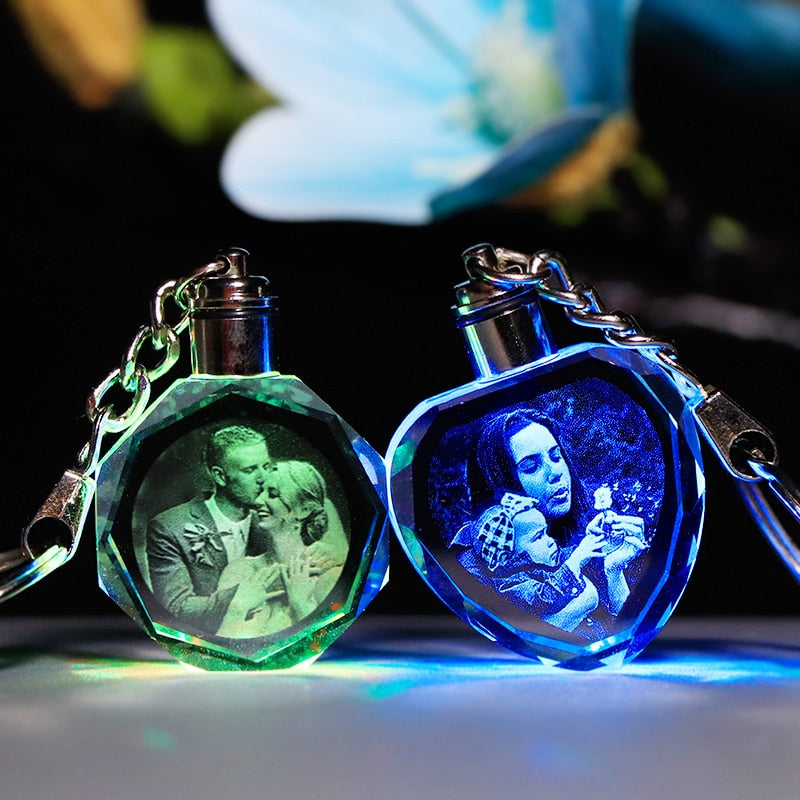 Octagonal Crafts LED Crystal Keychain..