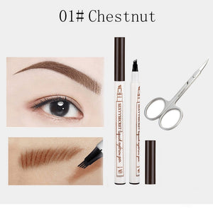 4 Colors Eyebrow Pencil Waterproof Microblading Eye brow Pencil Brown Tattoo Pen Fork Tip Liquid Eyebrow Enhancer Dye Tint Pen
