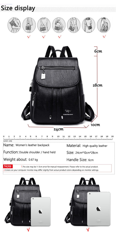 New High Quality Leather Women Backpack...