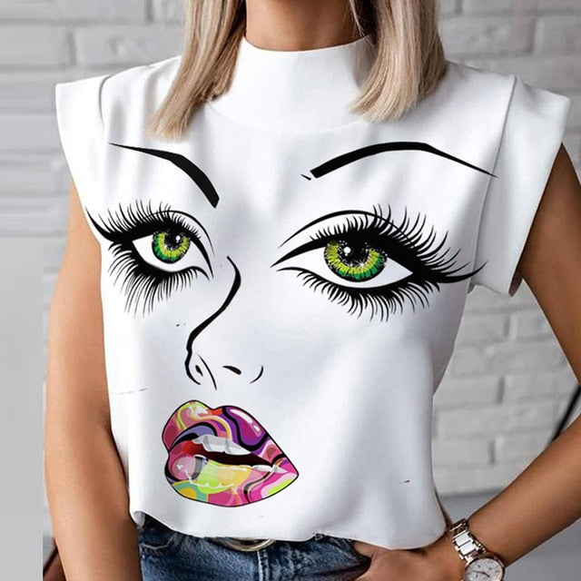 Women Elegant Lips Print blouse...