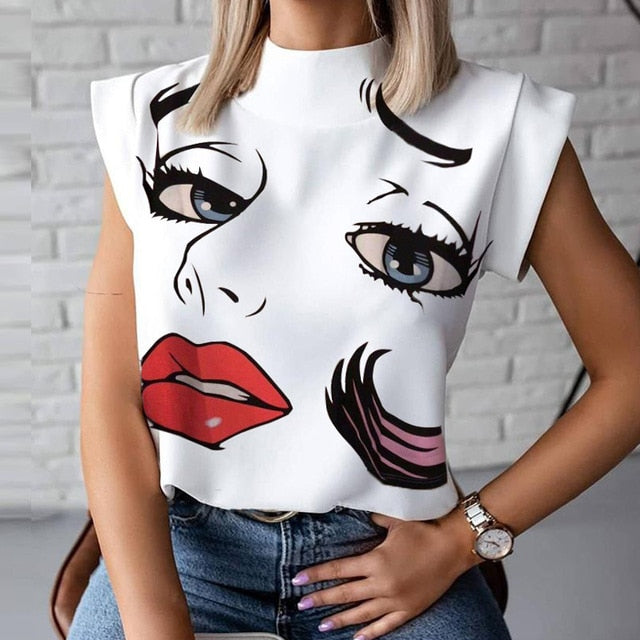 Women Elegant Lips Print blouse...