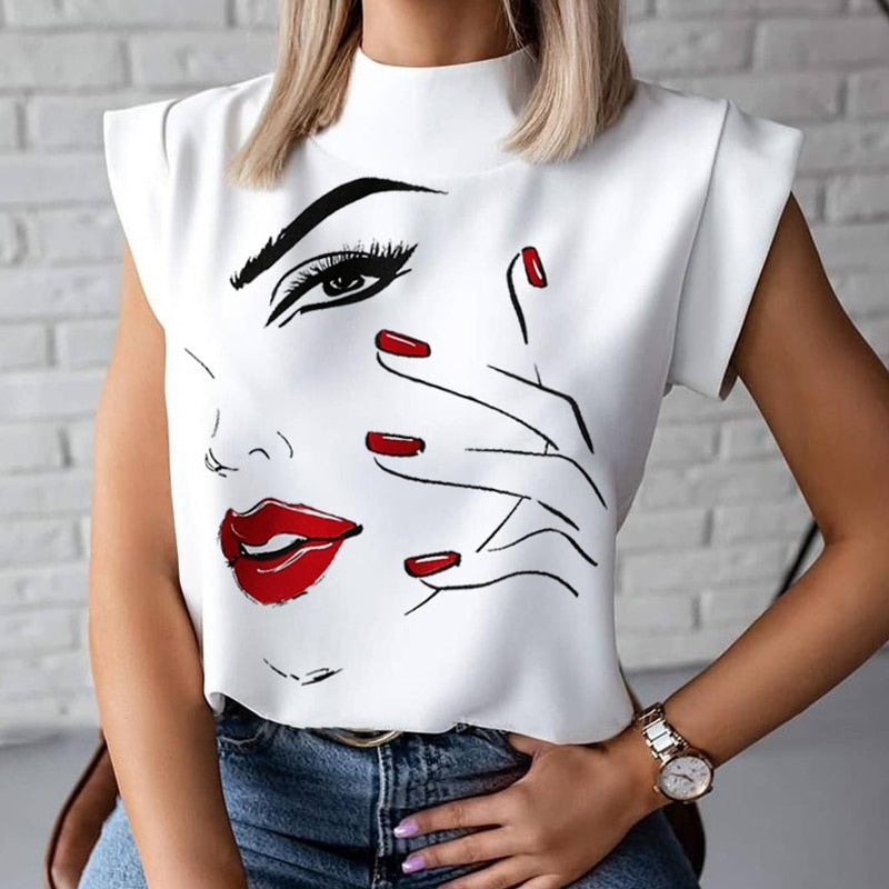 Women Elegant Lips Print blouse...