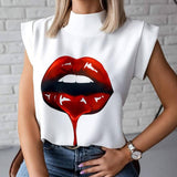 Women Elegant Lips Print blouse...