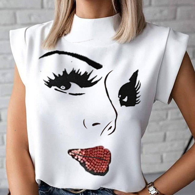 Women Elegant Lips Print blouse...