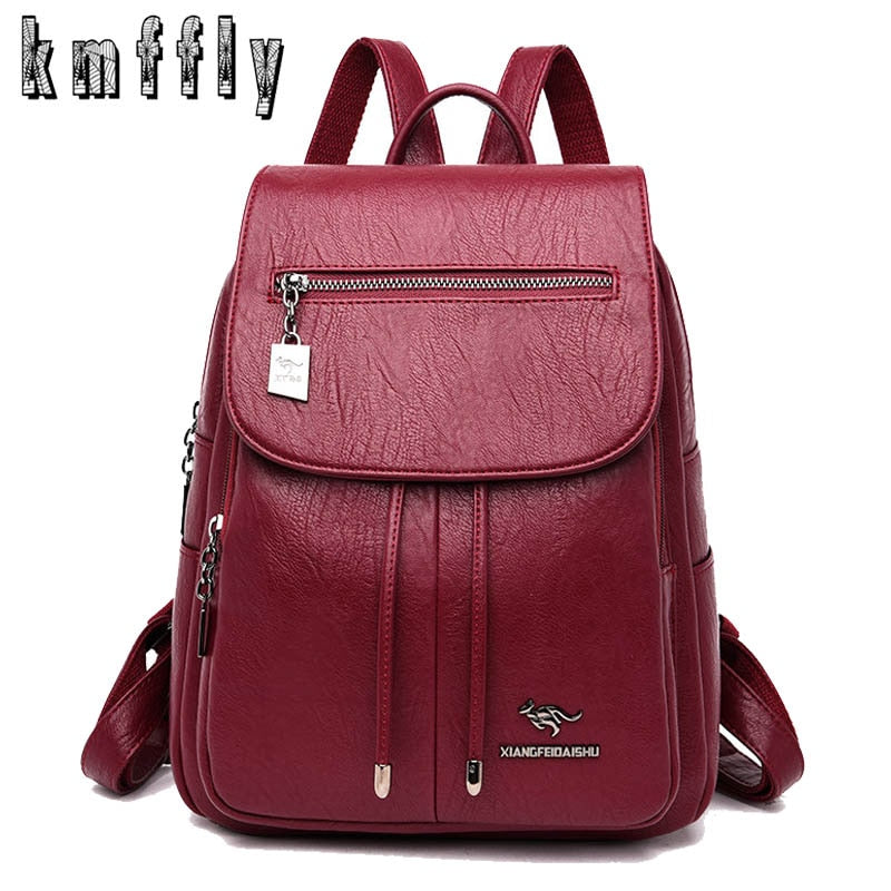 New High Quality Leather Women Backpack...