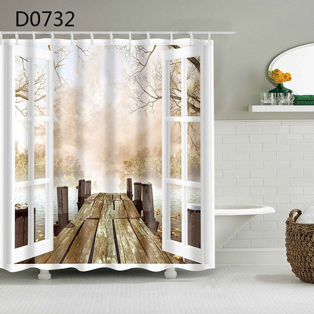 YOMDID Marble Pattern Bath Curtains...