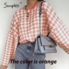 Load image into Gallery viewer, Simplee Women geometric khaki knitted winter sweater.
