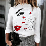 Women Elegant Lips Print blouse...