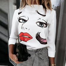 Load image into Gallery viewer, Women Elegant Lips Print blouse...
