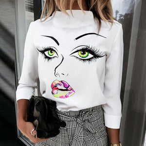 Women Elegant Lips Print blouse...