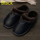 Men New Warm Winter PU Leather Slippers...