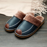 Men New Warm Winter PU Leather Slippers...